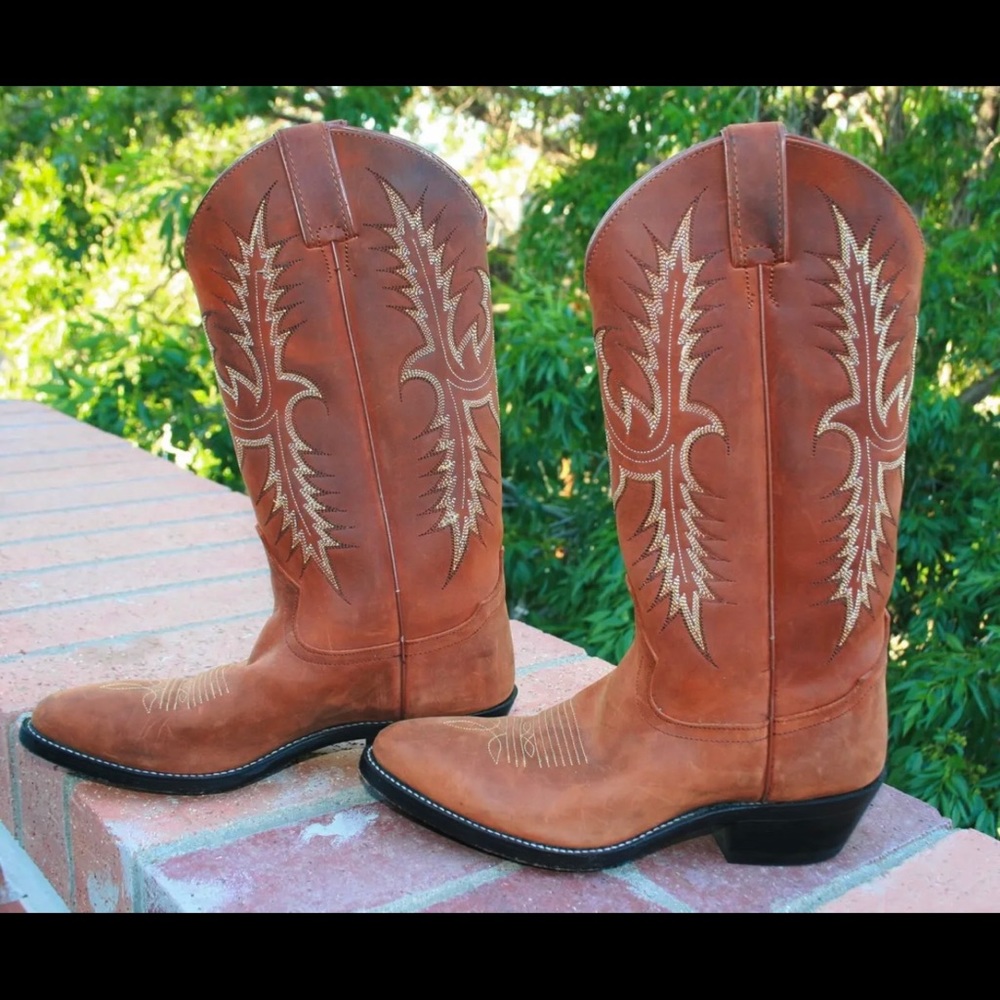 Tony Lama Vintage Leather Cowboy Western Boots Size 7 B Women EUC
